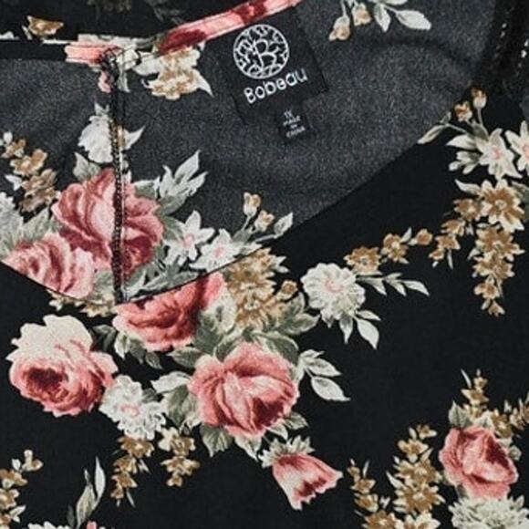 Bobeau Tank Top Women's 1X V-Neck Floral Black Sleeveless Spaghetti Strap Top - Picture 2 of 5